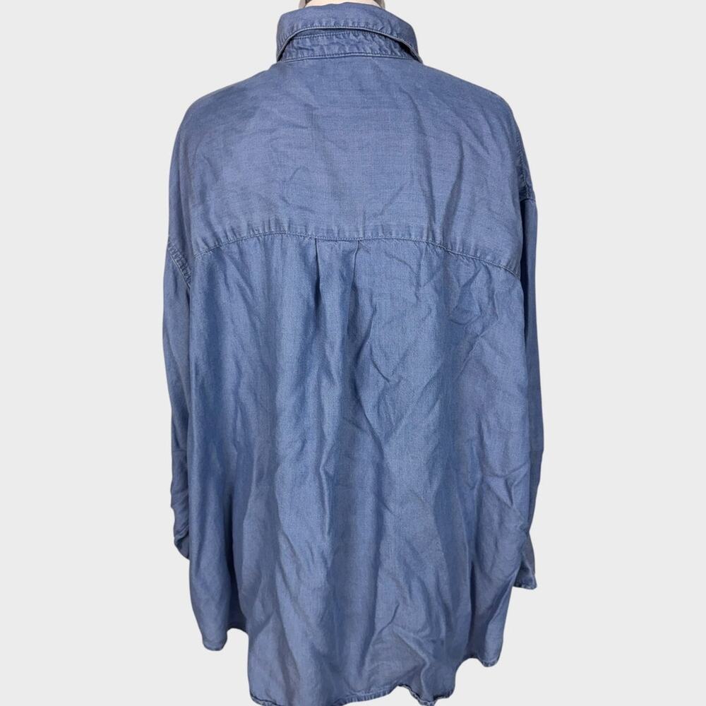 Terra & Sky 3X Blue Button Front Chambray Shirt 100% Lyocell - Picture 7 of 10